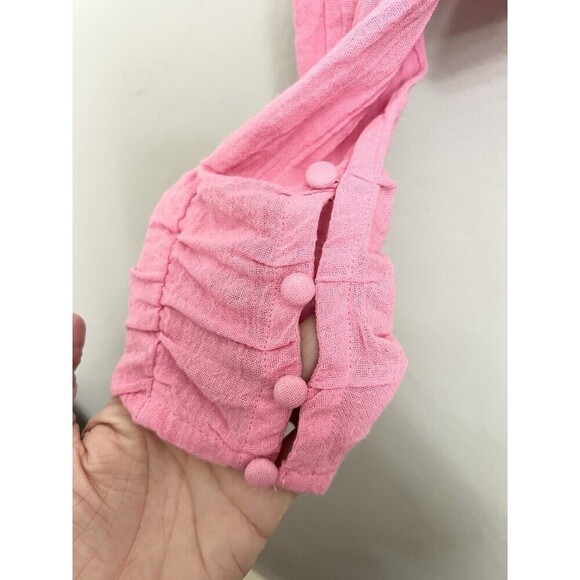 Free People Chloe Top Long Sleeve Wired Sweetheart Neckline Smocked Pink Small - Picture 7 of 10